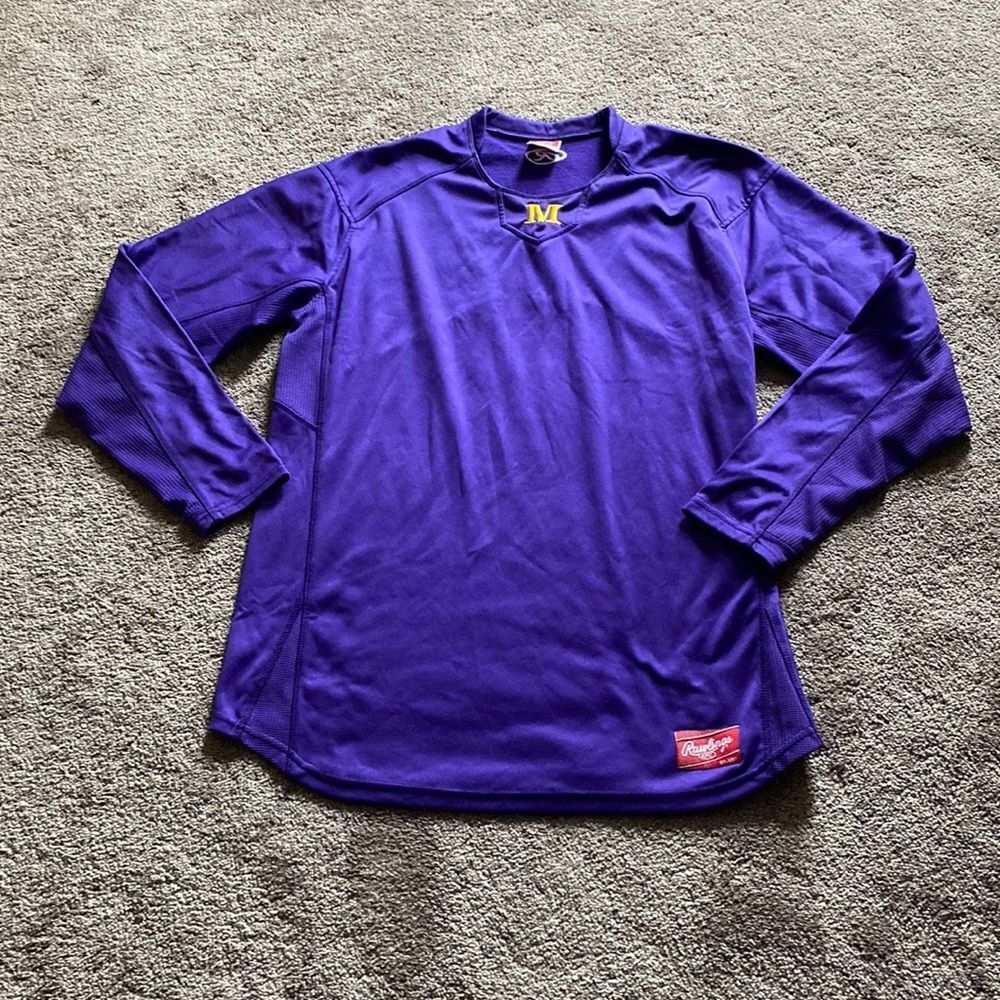 Rawlings Purple Athletic Performance Long Sleeve Shirt SIZE L Baseball